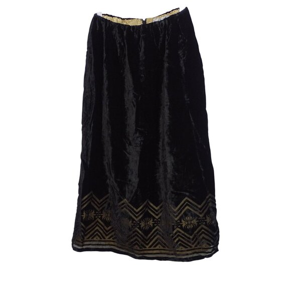 Vintage Victor Costa Occasion Black Velvet Skirt Zigzag Hem Women Size XS NEW - Picture 1 of 11